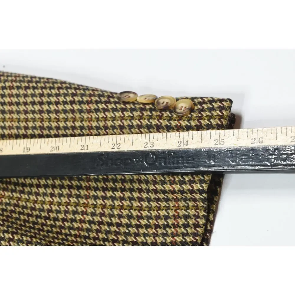 Faconnable Sportcoat Blazer Mens Large Long Brown Check Wool Cashmere 3-Button
